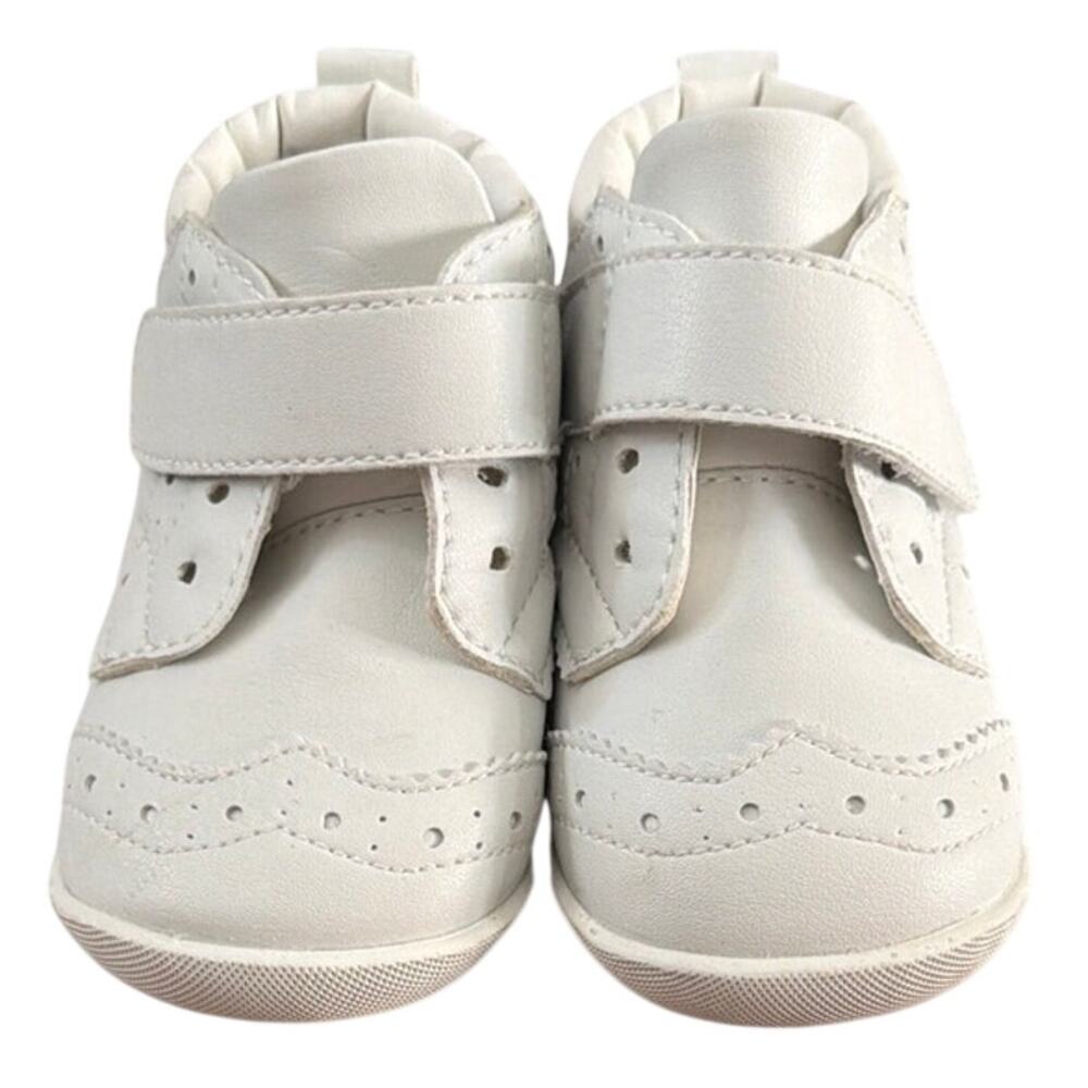 Miki House Infant White Leather Wingtip First Walker Shoes Brogue Sz 12.5 US 5.5